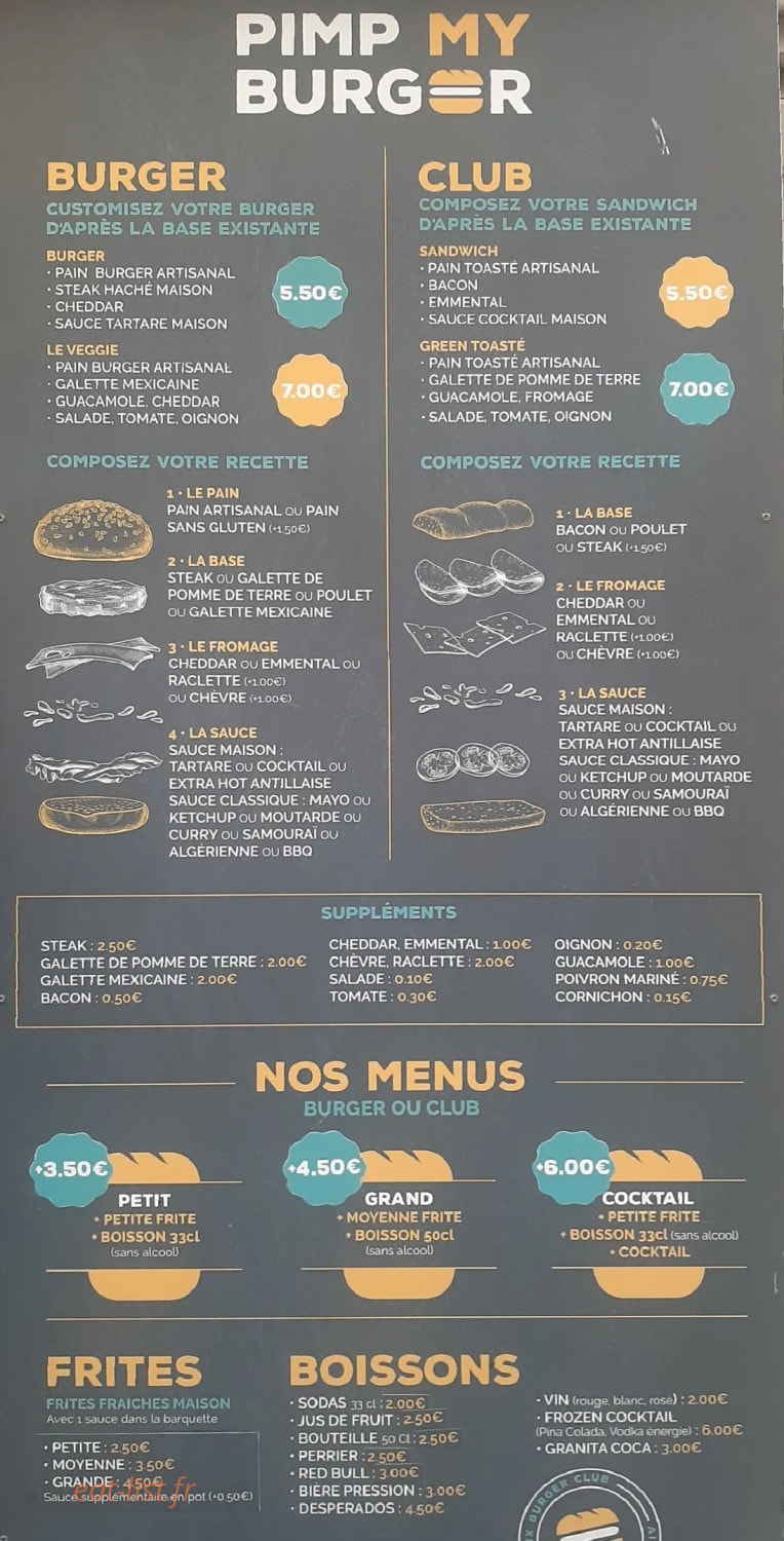 Pimp my Burger — carte page 1