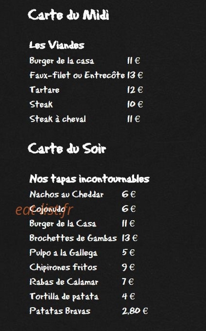 Pintxos café — carte page 1