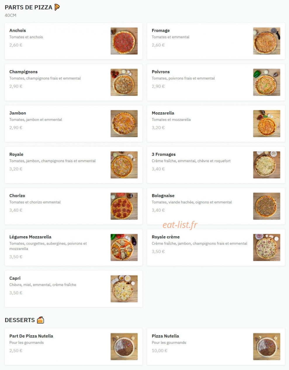 Pizza Capri Rotonde — carte page 3