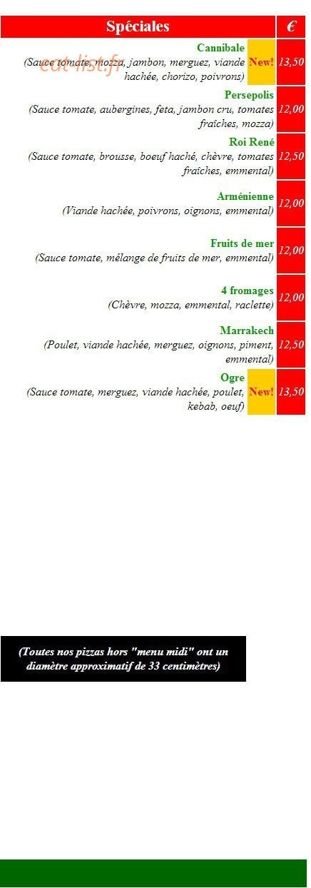 Pizza Express — carte page 3