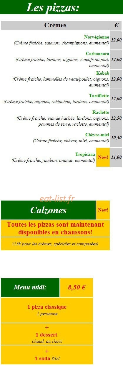 Pizza Express — carte page 2