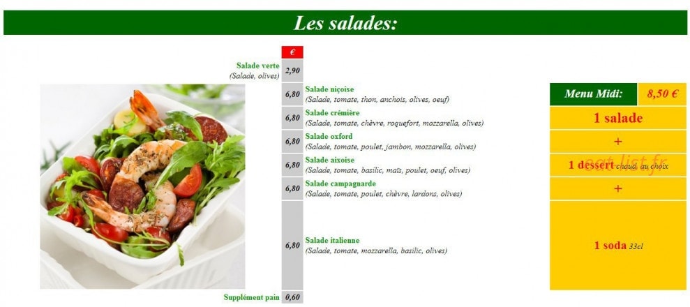 Pizza Express — carte page 6