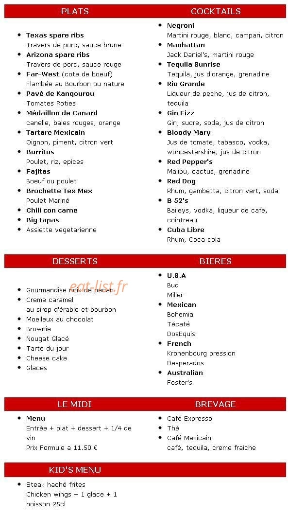 Red Peppers — carte page 2