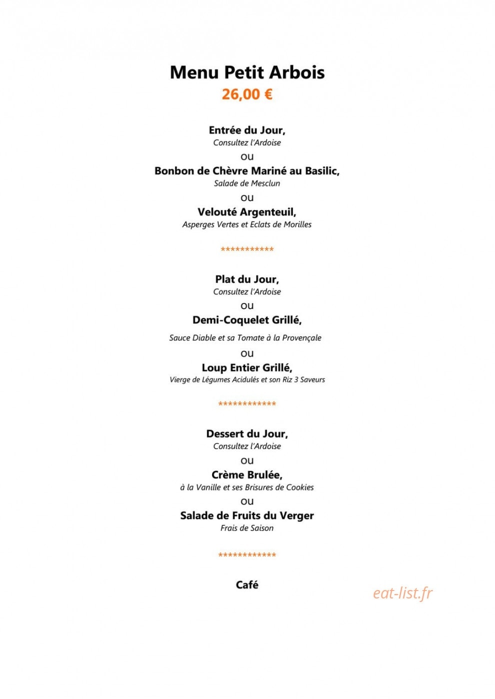 Restaurant de l’Arbois — carte page 3