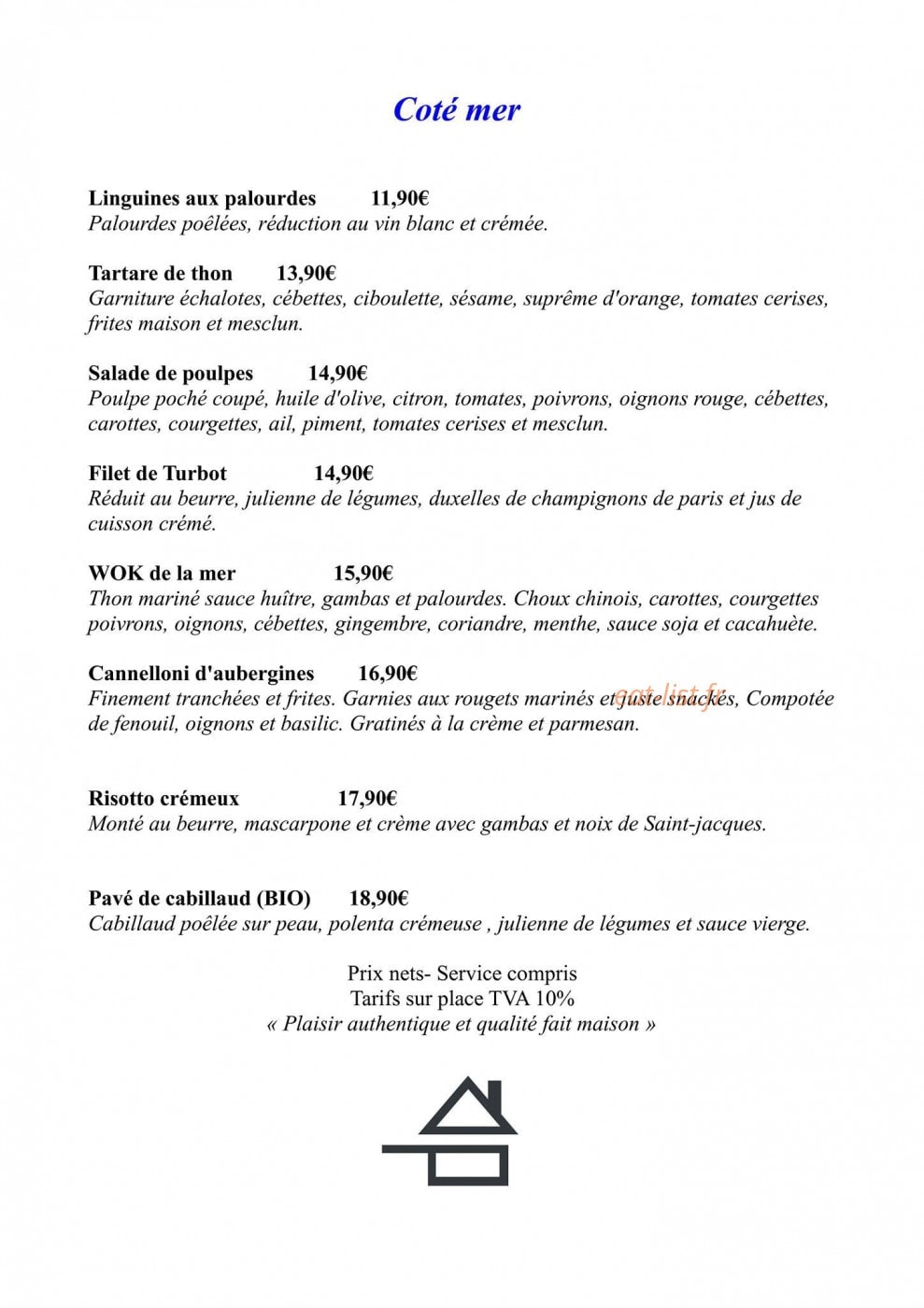 Restaurant l'atelier — carte page 2