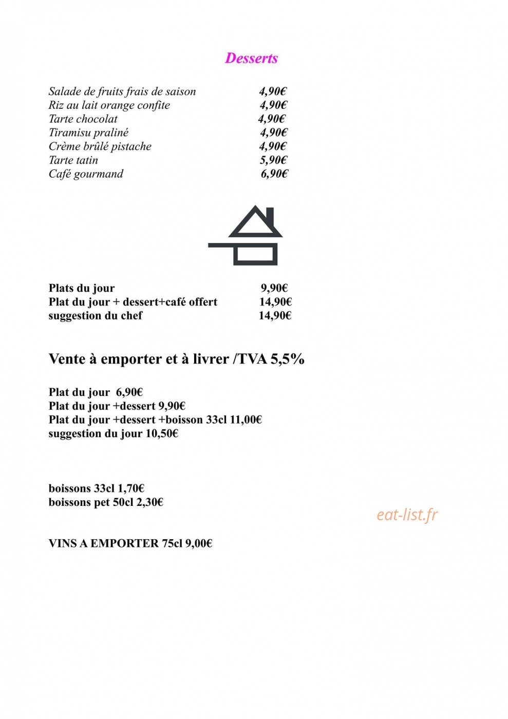 Restaurant l'atelier — carte page 4