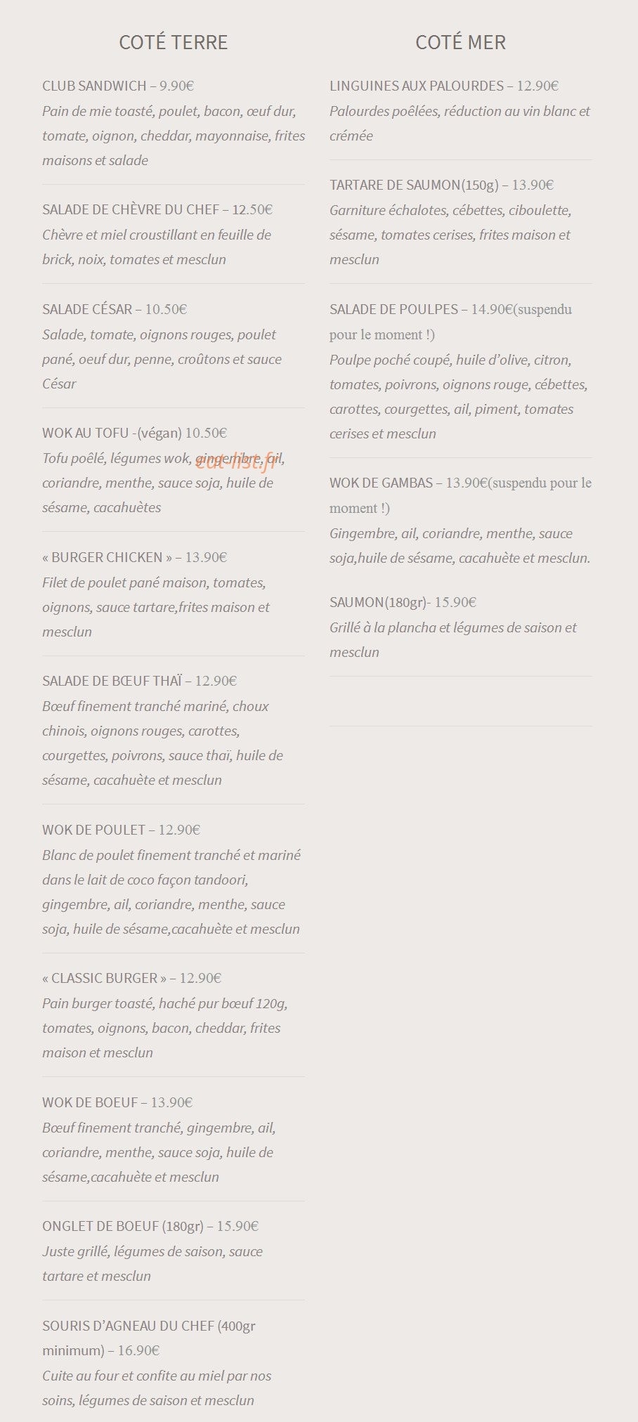 Restaurant l'atelier — carte page 3