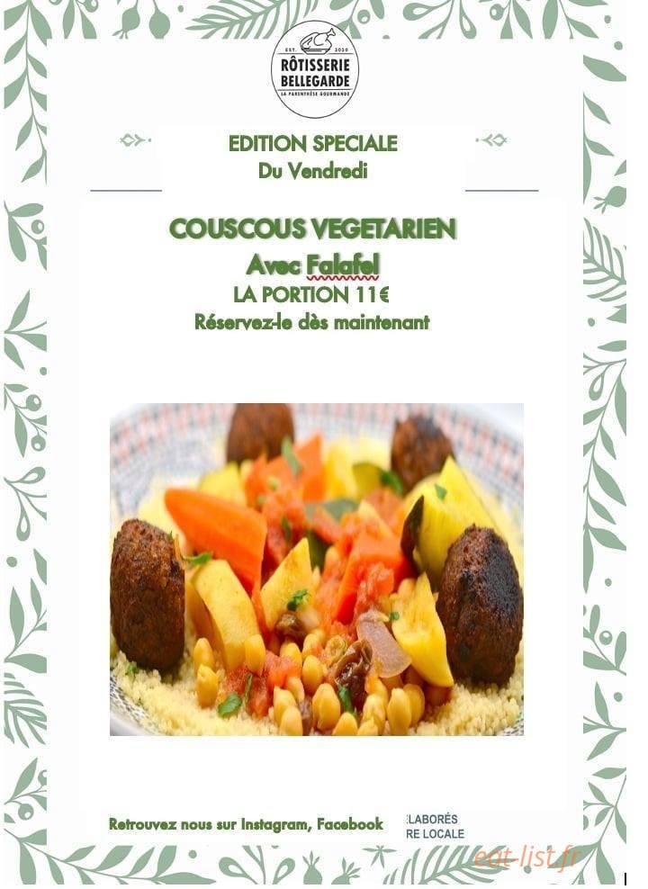 Carte et menu de Rôtisserie Bellegarde à Aix-en-Provence — Exemple de menu