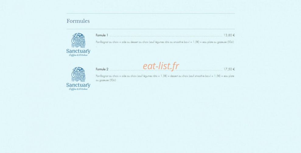 Sanctuary Coffee & Kitchen — carte page 1