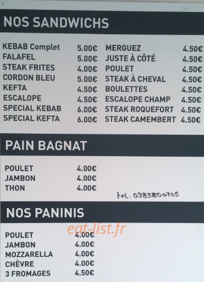 Snack Le Juste à Côté — carte page 2