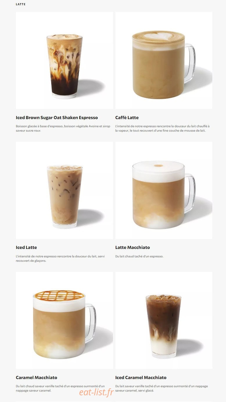Starbucks Coffee — carte page 1