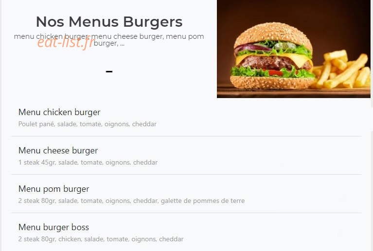 Tacos Burger — carte page 2