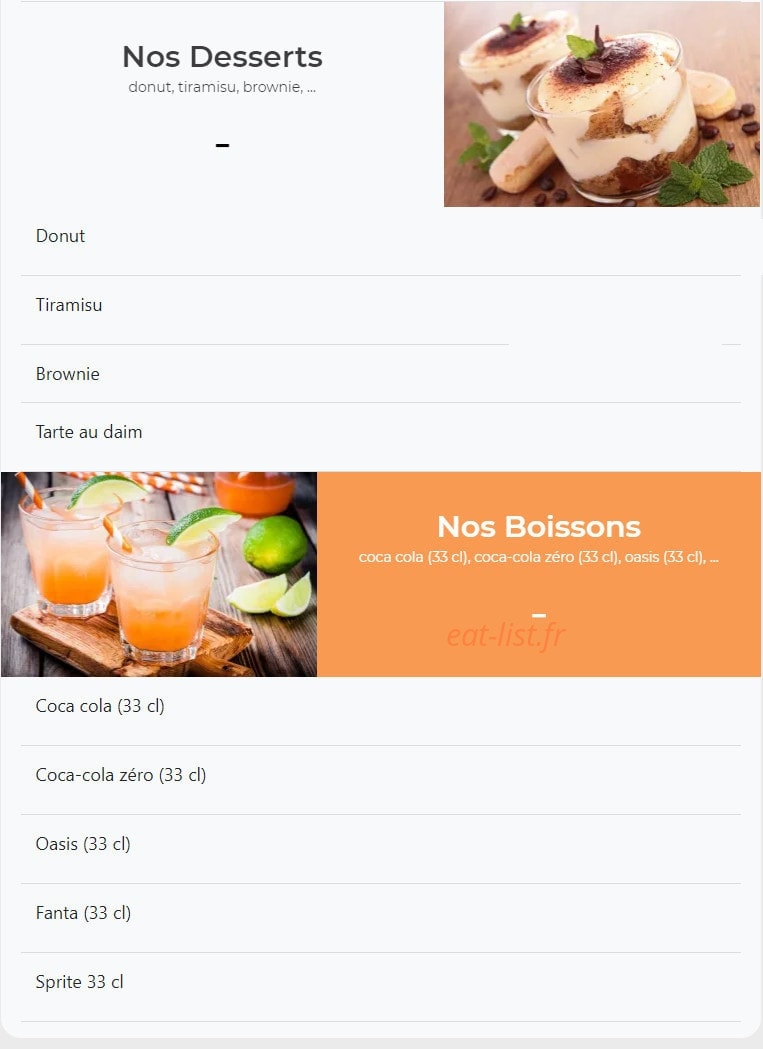 Tacos Burger — carte page 4