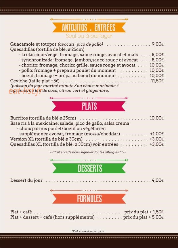 Taquería LoKa — carte page 1