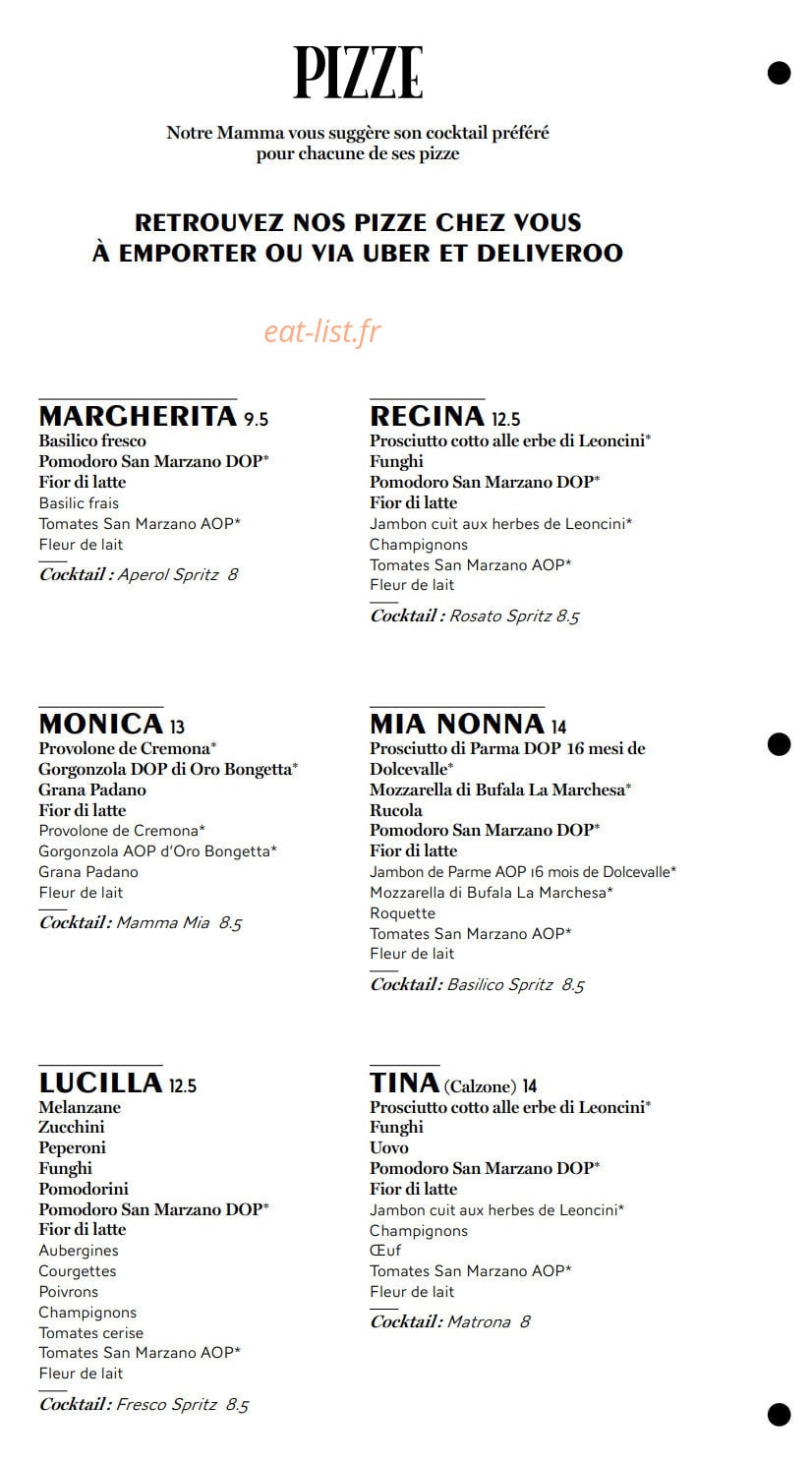 Carte et menu de Valeria – Le Clan des Mamma à Aix-en-Provence — page 3
