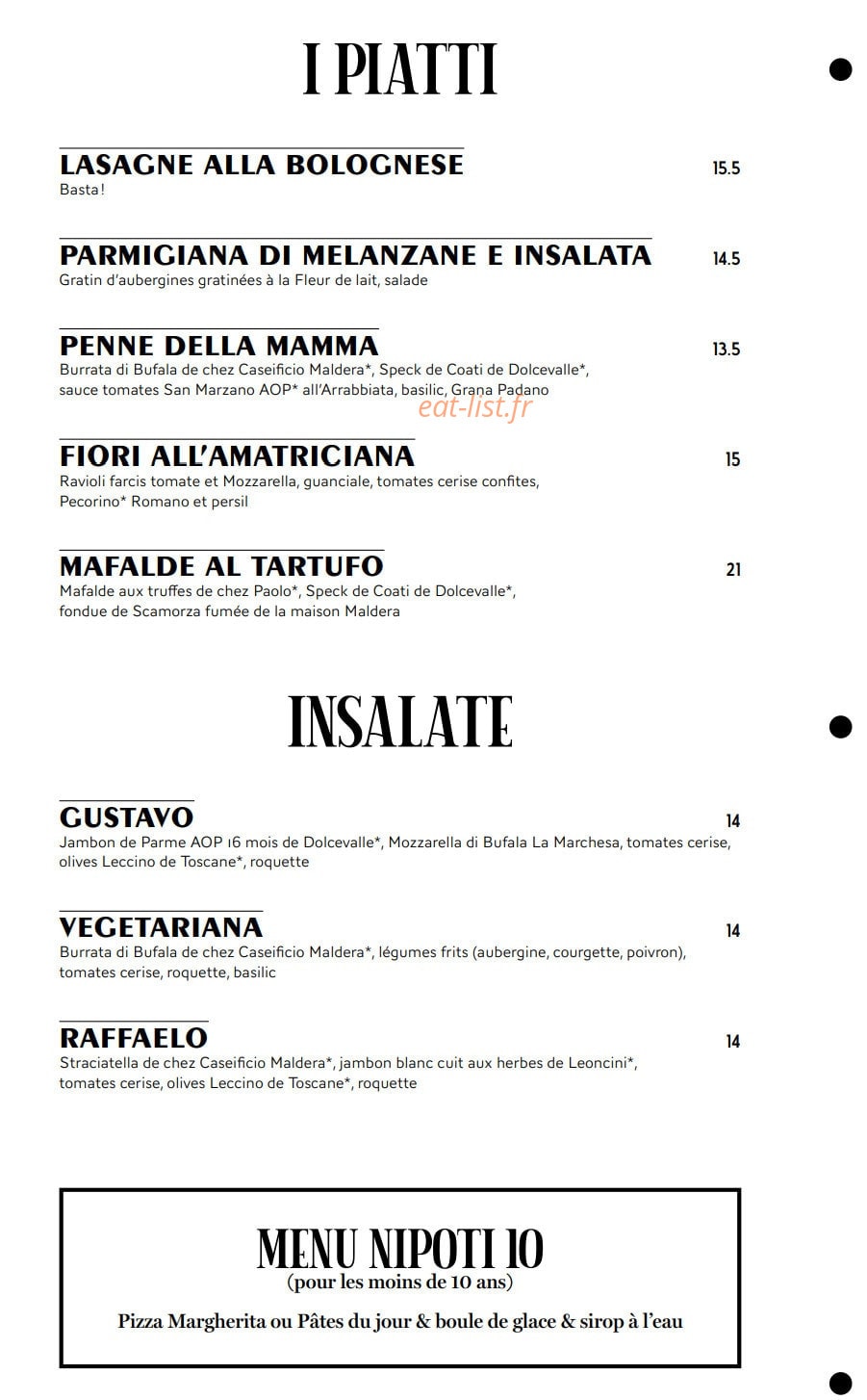 Carte et menu de Valeria – Le Clan des Mamma à Aix-en-Provence — page 5