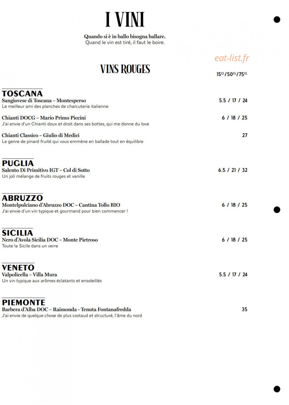 Carte et menu de Valeria – Le Clan des Mamma à Aix-en-Provence — page 9