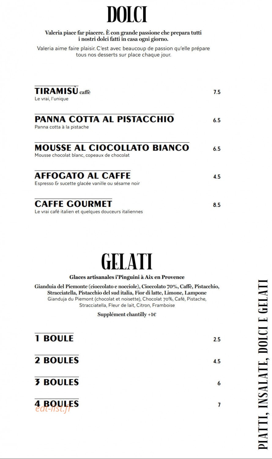 Carte et menu de Valeria – Le Clan des Mamma à Aix-en-Provence — page 6