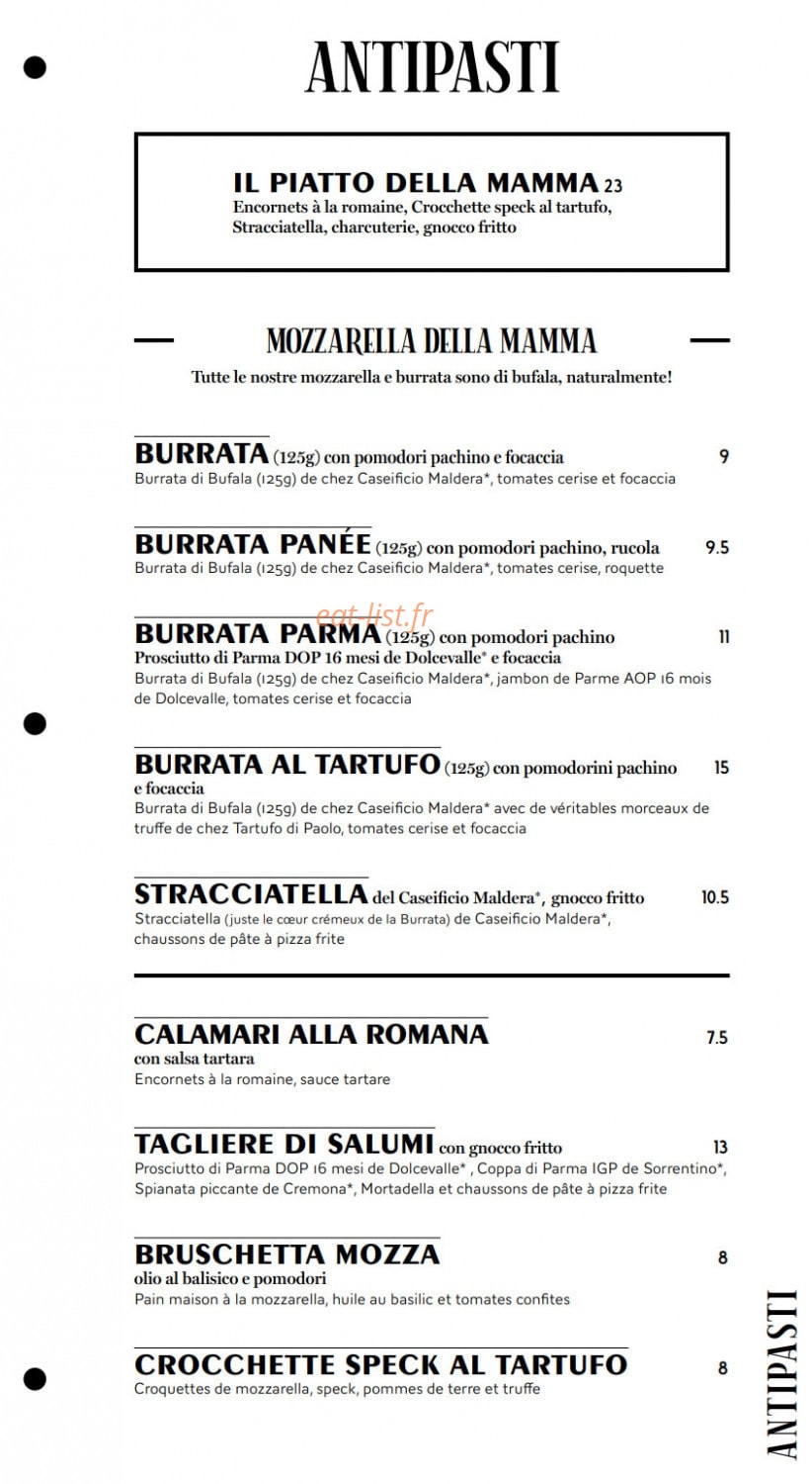 Carte et menu de Valeria – Le Clan des Mamma à Aix-en-Provence — page 2