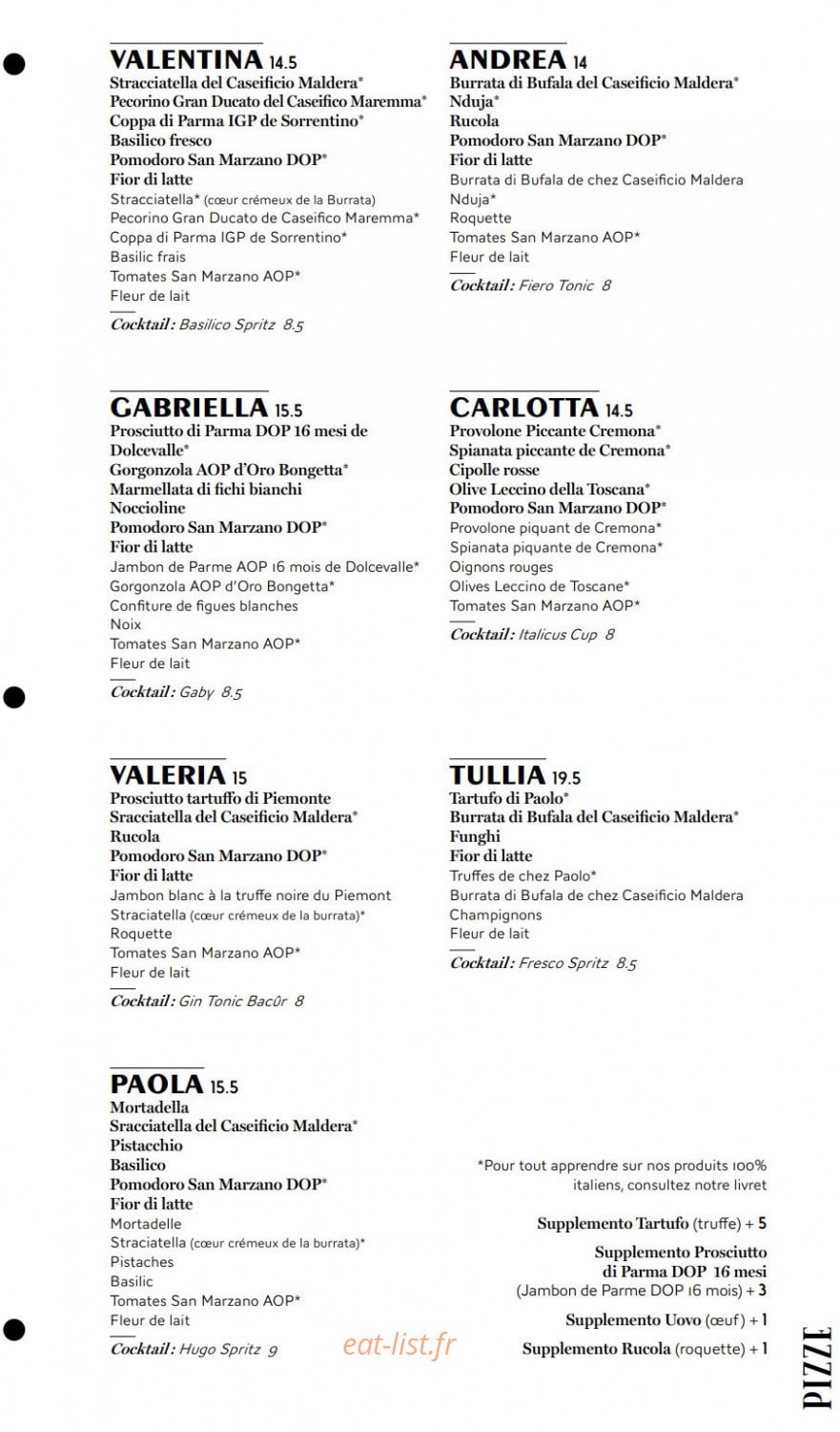 Carte et menu de Valeria – Le Clan des Mamma à Aix-en-Provence — page 4