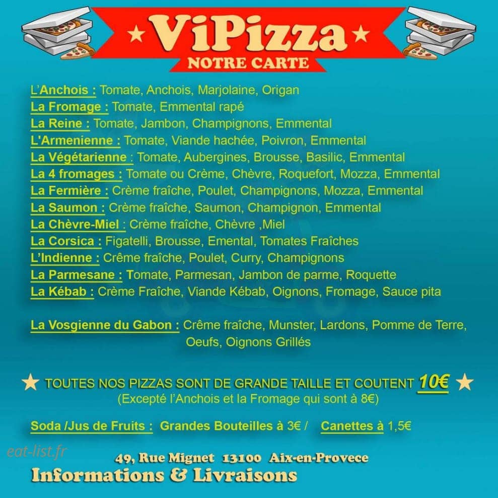 Vipizza — carte page 1
