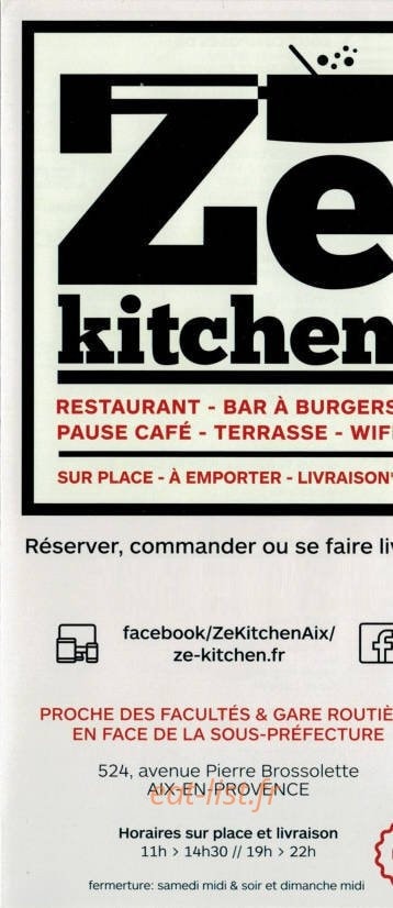 Ze Kitchen — carte page 1
