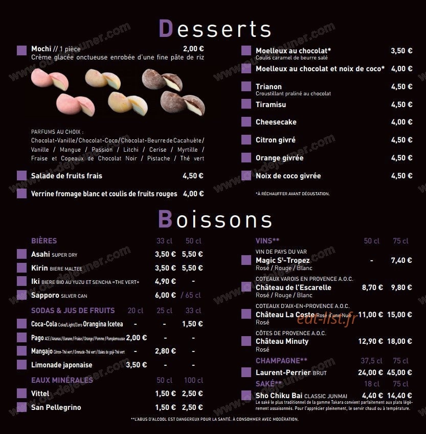 Enjoy sushi — carte page 22