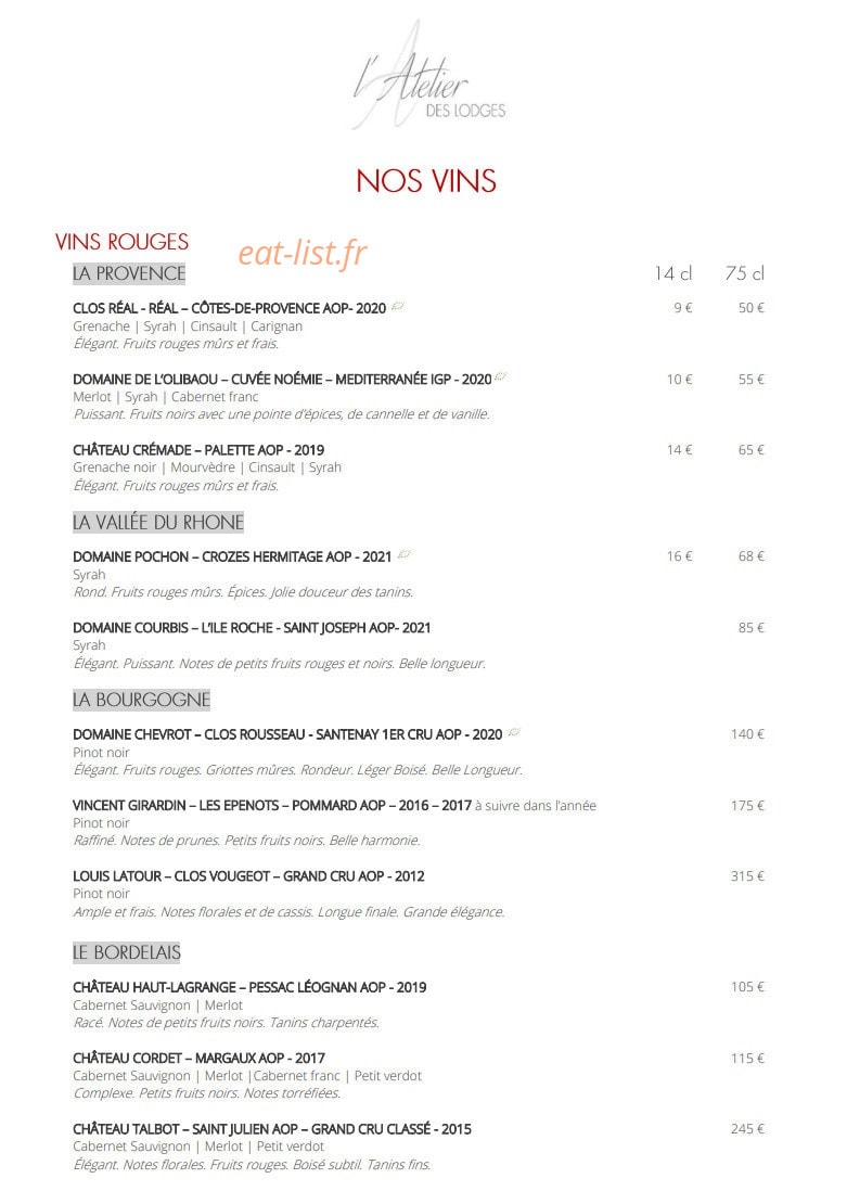 L'Atelier des Lodges — carte page 6