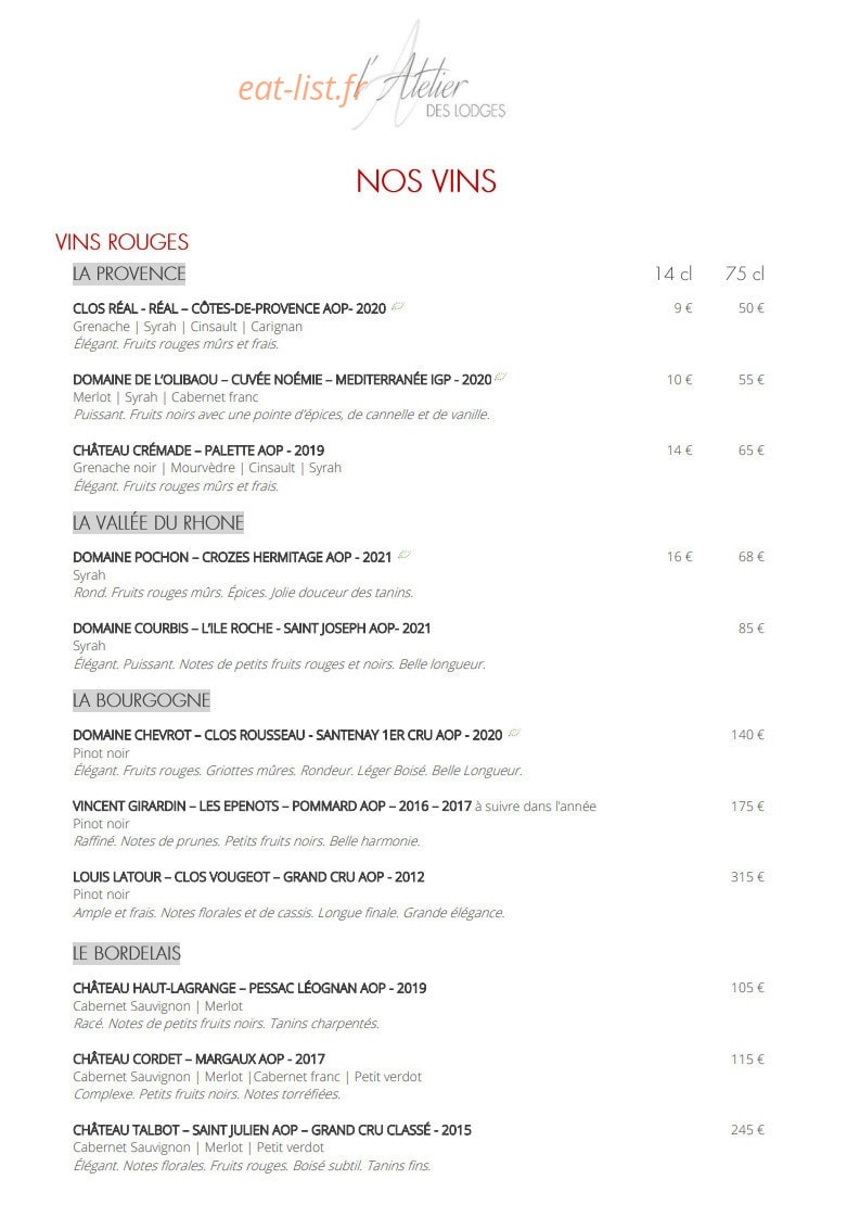 L'Atelier des Lodges — carte page 5