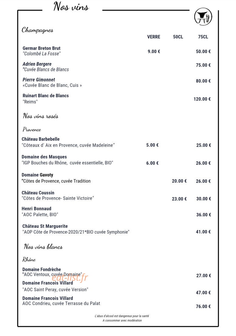 La Table du Boucher — carte page 2