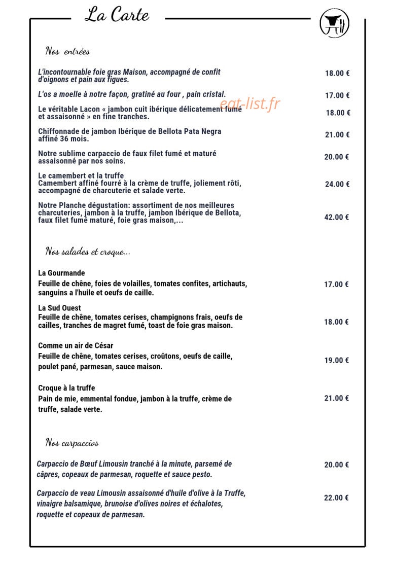 La Table du Boucher — carte page 7