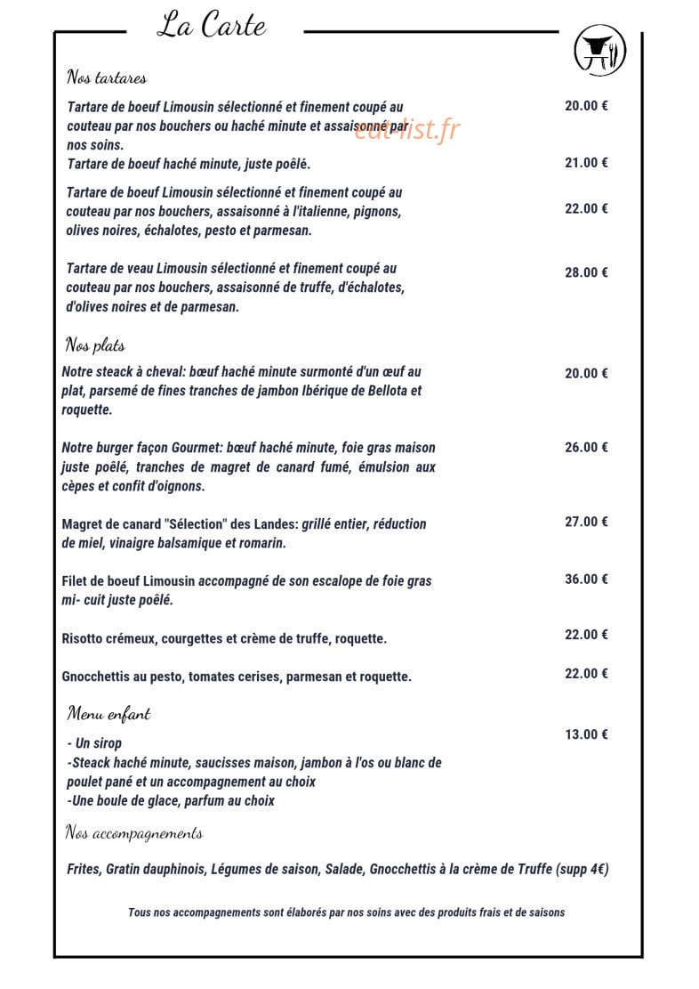 La Table du Boucher — carte page 8