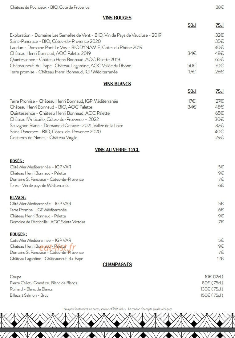 Le Relais Cézanne — carte page 8