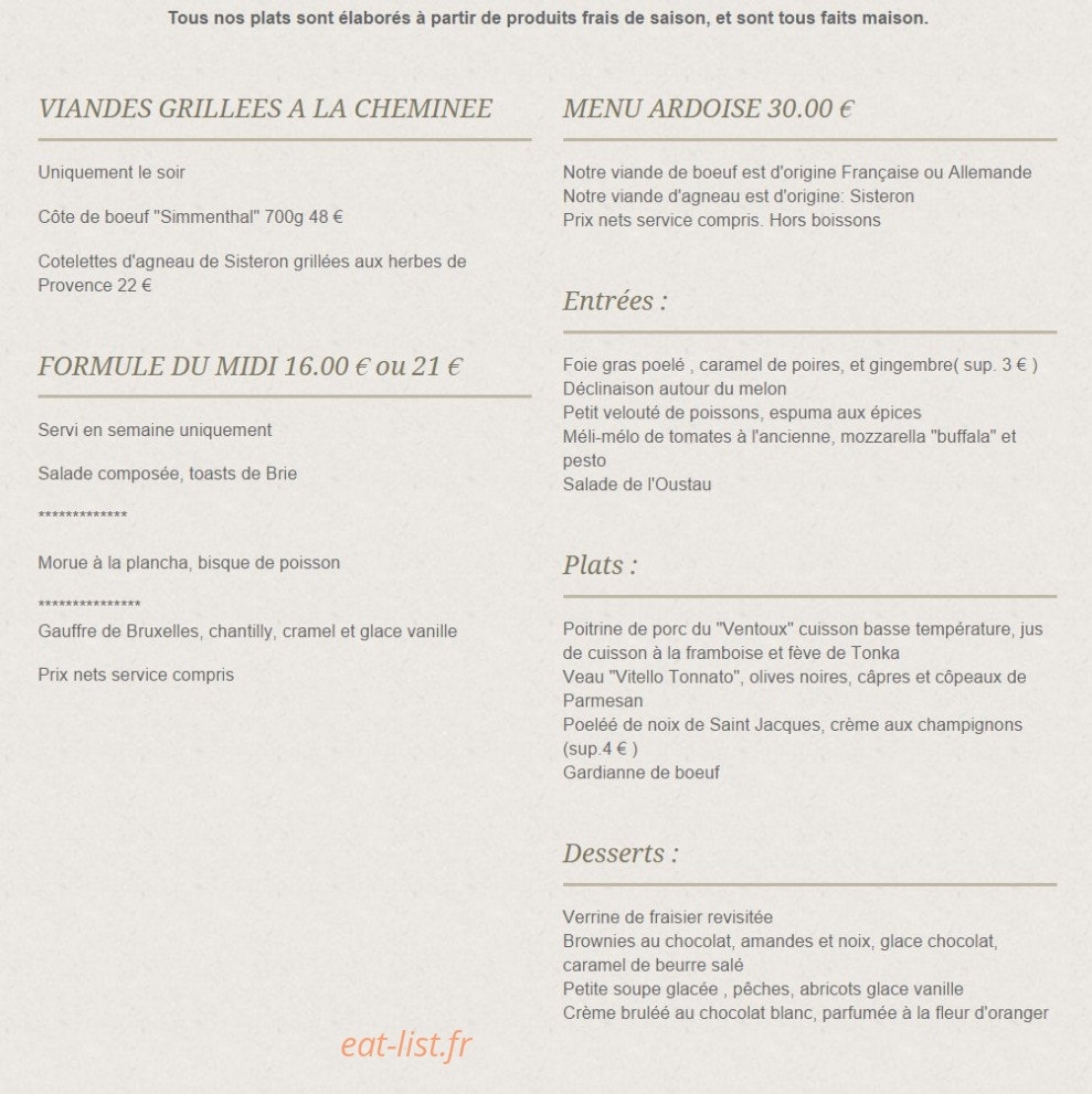 L'oustau de st marc — carte page 1