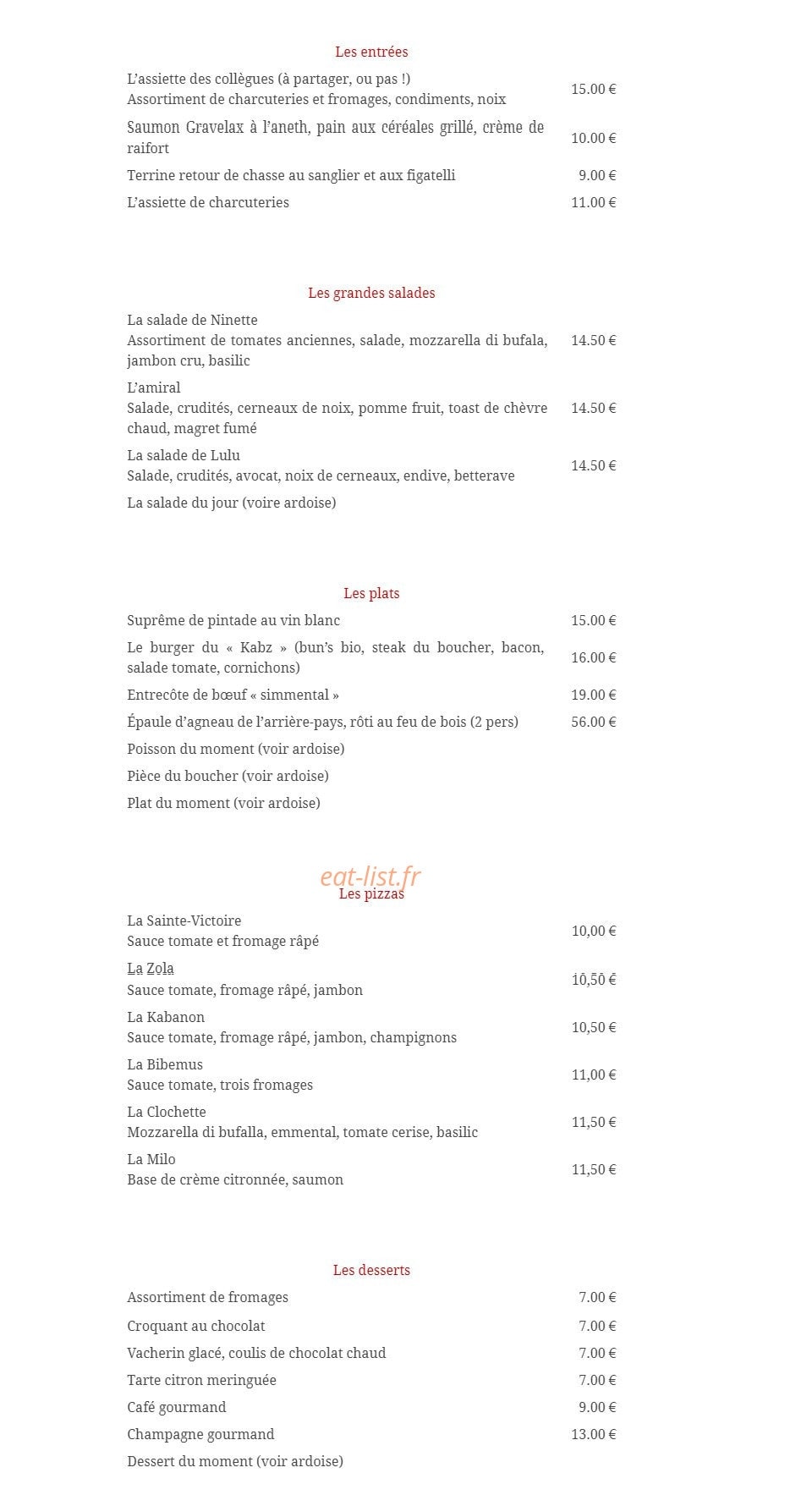 Le Kabanon — carte page 1