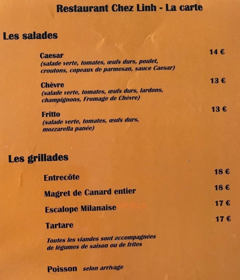 Chez Linh — carte page 2