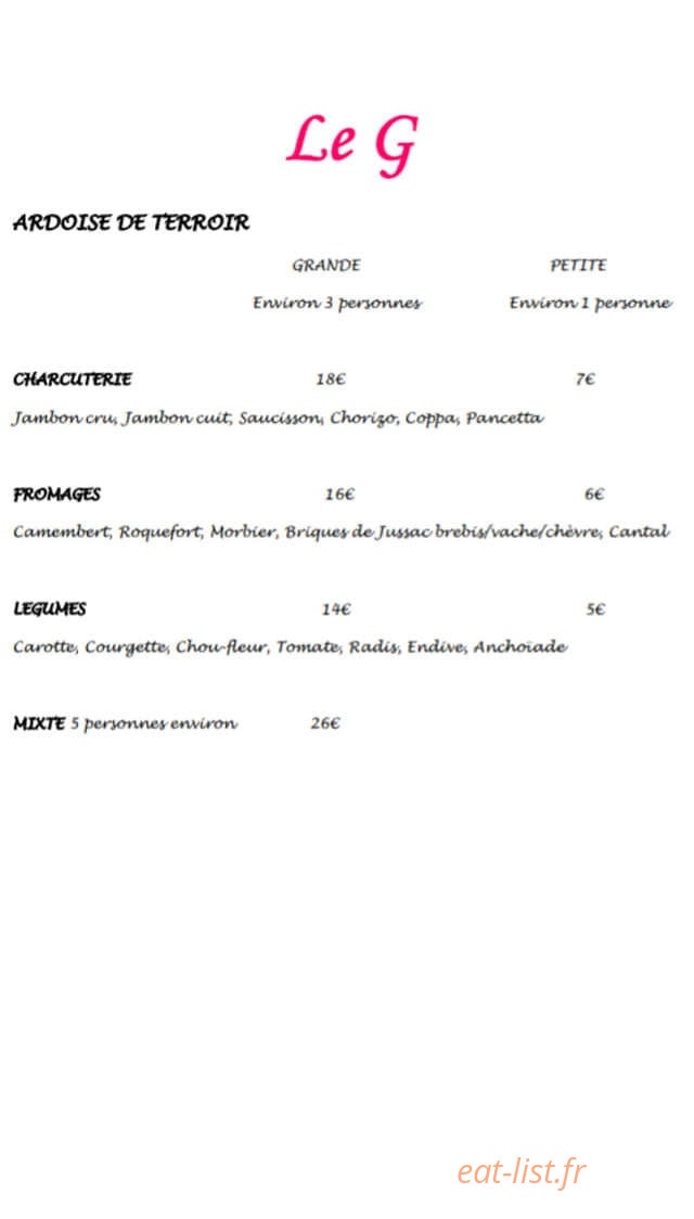 LE G — carte page 1
