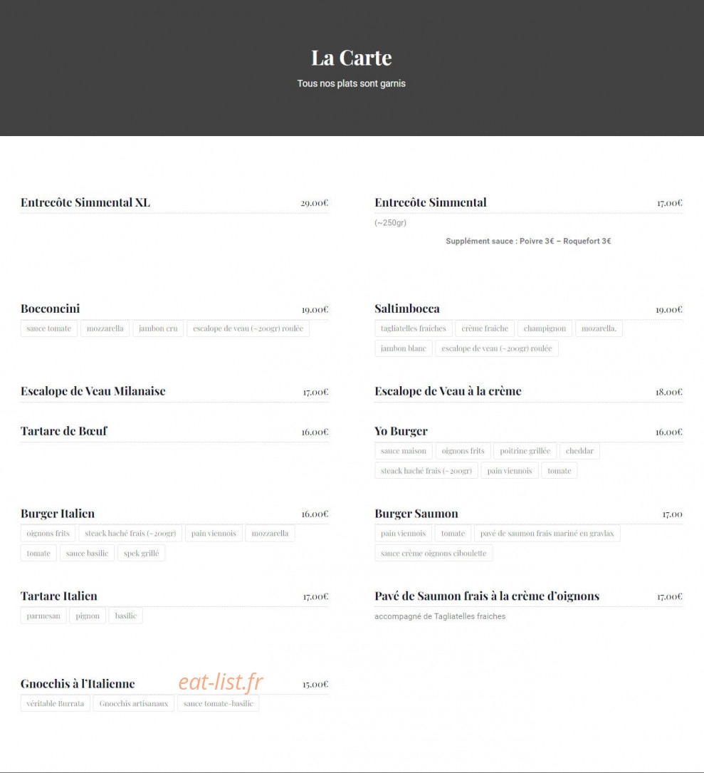 Chez Yo — carte page 3