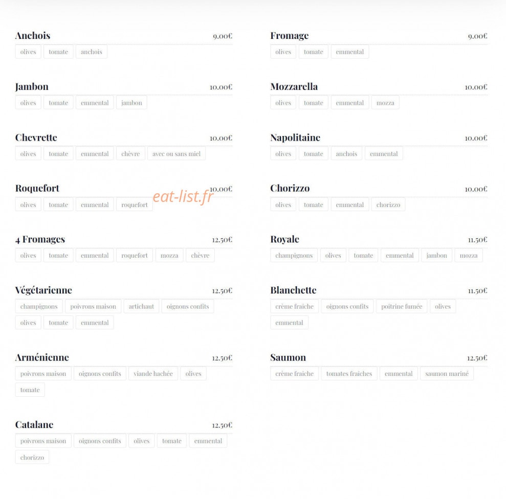 Chez Yo — carte page 1