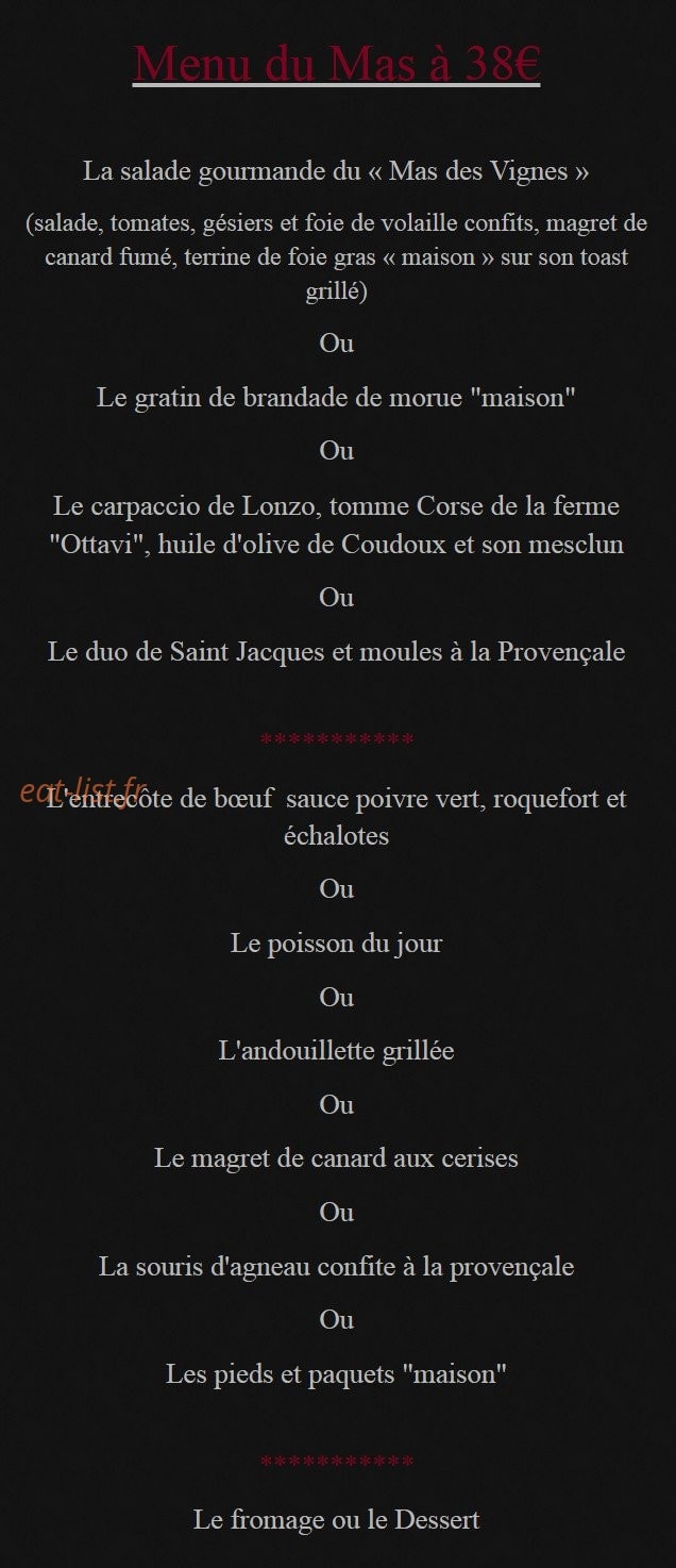 Le Mas des Vignes — carte page 3