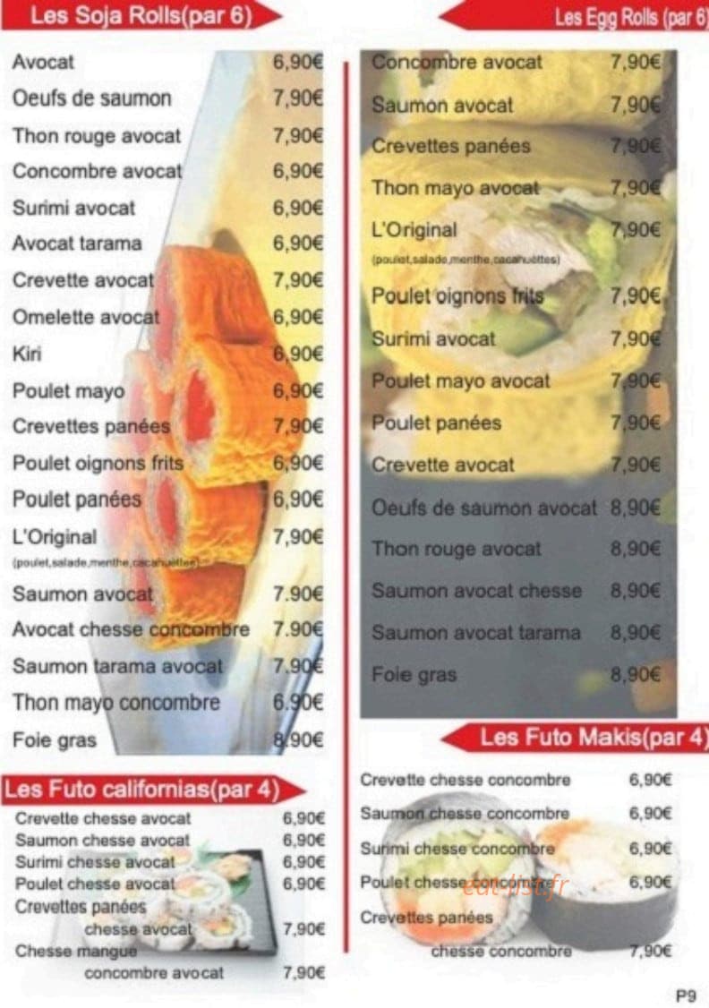 Sushis Binto — carte page 9