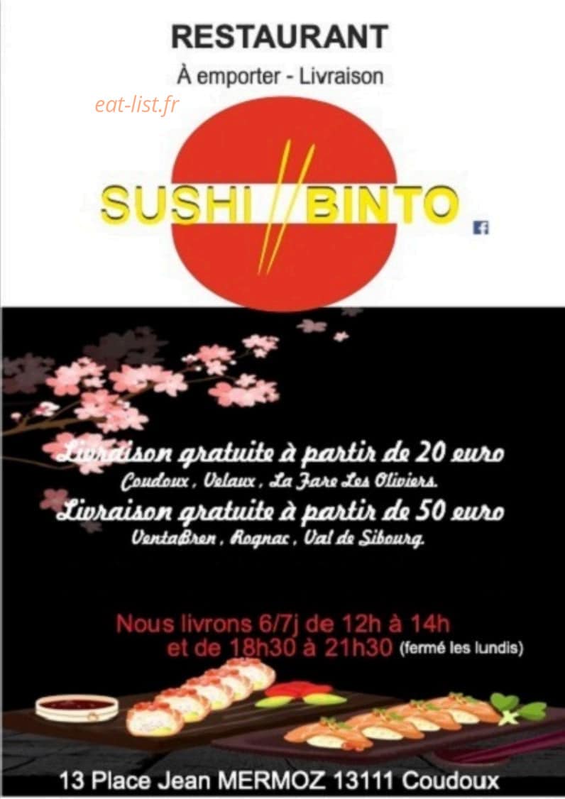 Sushis Binto — carte page 1