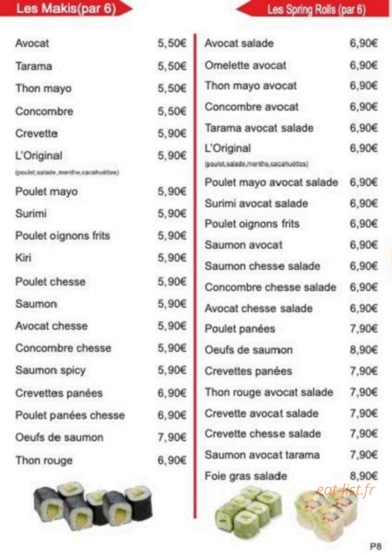 Sushis Binto — carte page 8