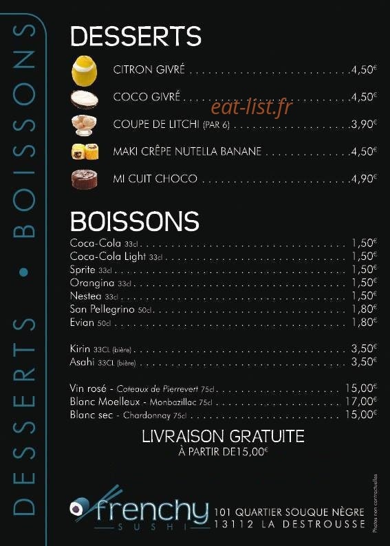 Frenchy sushi — carte page 8