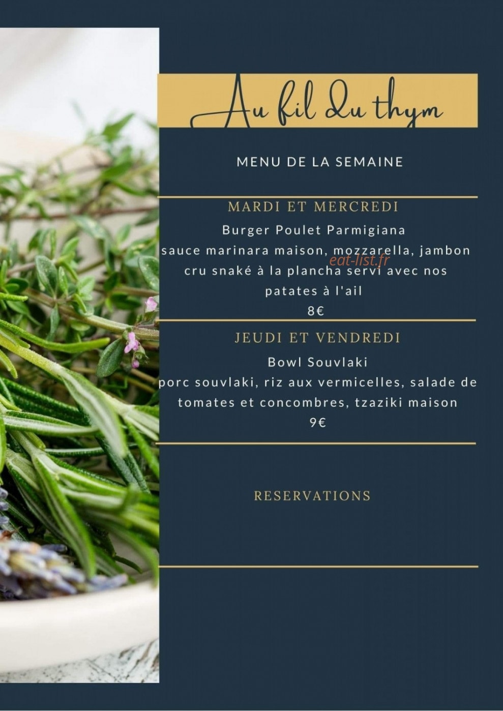 Au fil du thym — carte page 1
