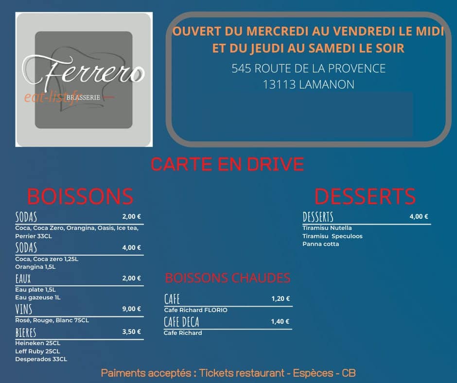 Brasserie Ferrero — carte page 3