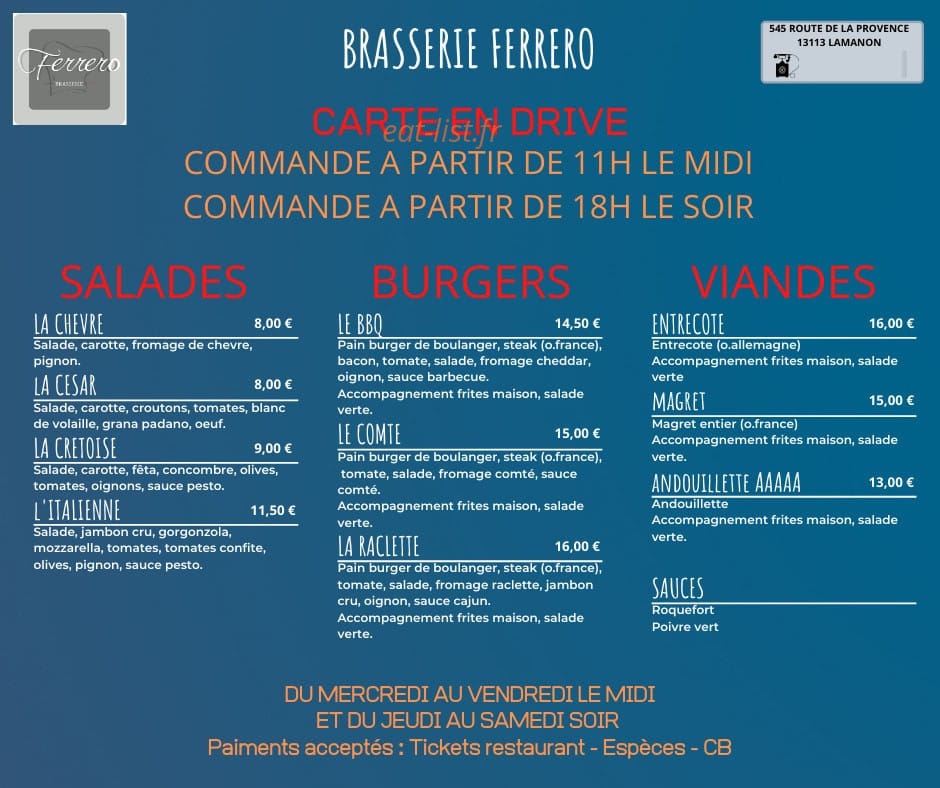 Brasserie Ferrero — carte page 2