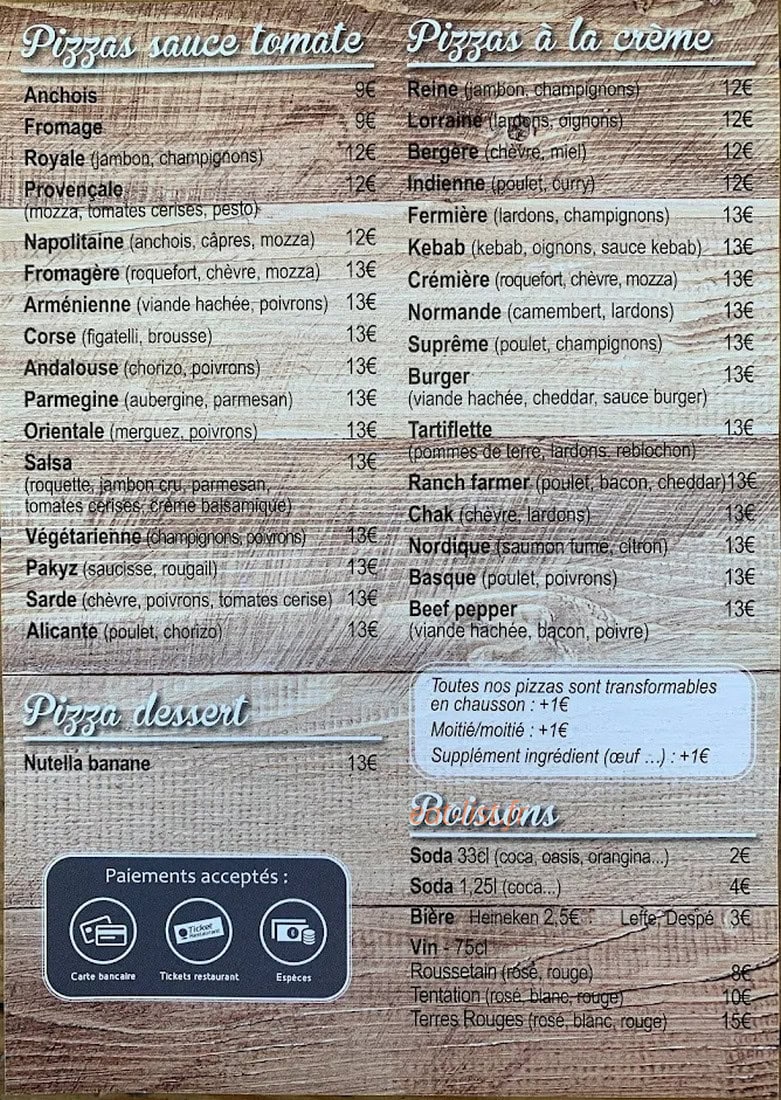 Pakyz pizza — carte page 2