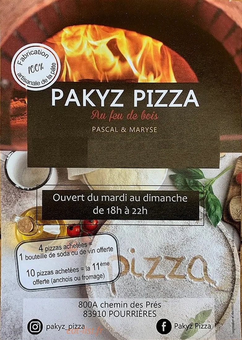 Pakyz pizza — carte page 1