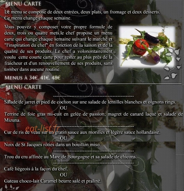 Restaurant Les Sarments — carte page 1